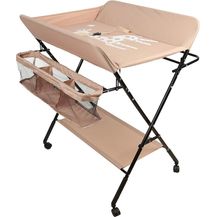 Bild für Wickeltisch Klappbarer und tragbarer, Wickelkommode Baby mit Motiv Giraffe, Höhenverstellbar, Wickeltisch mit Rollen 80 * 66 * 98 cm (beige)