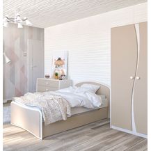 Bild für Kinderzimmer Set Jugendzimmer Set \"Kombi\" komplett 3-teilig Bett 80x190 cm pinie natur gebleicht cappuccino