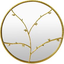 Bild für Berkeley Wandspiegel Metallrahmen rund  Ø 80 cm Zweig-Design Gold