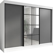 Bild für A&J MöbelLand GmbH Schwebetürenschrank ORAVELLE 3-türiger Kleiderschrank mit Spiegel, 4 Schubladen (Kostenlose Lieferung – nur für kurze Zeit! TOP ANGEBOT! Geräumiger Schrank mit einer Breite von 200 cm und Spiegel