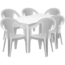 Bild für Sitzgarnitur Bistrogarnitur 7-teilig Weiß Holzoptik