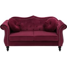 Bild für 2-Sitzer Sofa Samtstoff dunkelrot SKIEN