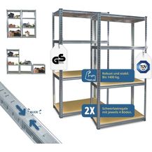 Bild für Grafner® Doppel Schwerlastregal 1,60m Werkstattregal 1400kg Traglast Steckregal Lagerregal Kellerreg