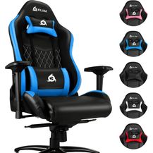 Bild für KLIM Esports Gaming Stuhl + Mit Lenden- und Nackenstütze + Verstellbar Gaming Sessel + Ergonomisch PC Stuhl + Kunstleder und Premium-Materialien + Blau Gamer Stuhl 2022 Version Gaming Chair