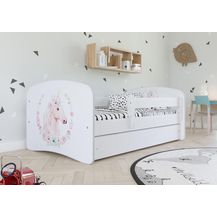 Bild für Bjird Kinderbett Jugendbett 80x180 cm cm Weiß mit Matratze Rausfallschutz Schublade und Lattenrost Kinderbetten für Mädchen und Junge