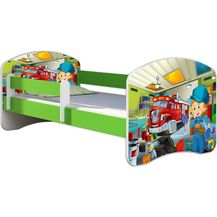 Bild für ACMA Kinderbett Jugendbett mit Einer Schublade und Matratze Grün mit Rausfallschutz Lattenrost II 140x70 160x80 180x80 (45 Mechaniker, 180x80)