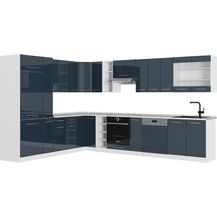 Bild für Eckküche Fame-Line Dunkelblau Hochglanz/Weiß 347 x 46 cm ohne Arbeitsplatte Vicco