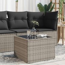 Bild für vidaXL Gartentisch mit Glasplatte Grau 55x55x37 cm Poly Rattan 366120