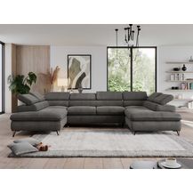 Bild für Mks Möbel 'Pedro U-Form' Ecksofa mit Schlaffunktion und verstellbaren Kopfstützen