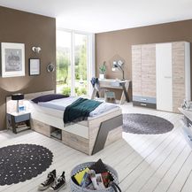 Bild für Storado 'Nuna' 4-tlg. Jugendzimmer-Set sandeiche weiss/lava denim