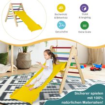 Bild für Kletterdreieck Dreieckiges Klettergerüst aus Holz mit Rampe 86,5 x 48 x 73,5 cm Bunt