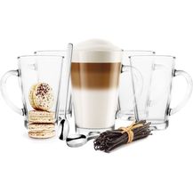 Bild für 6 Latte Macchiato Gläser 300ml mit Henkel und 6 Löffeln