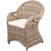 Bild für LebensWohnArt Sessel Rattan-Sessel CHARLOTTE Natural Grey inkl. Sitzkissen