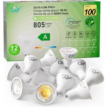 Bild für GY GU10 LED Kaltweiss Lampe,4,5W 6500K 805 Lumen Kaltweiß Glühbirnen,Ersetzt 100W Halogen Leuchtmittel,36° Abstrahlwinkel Spot Strahler,Enegiesparende GU10 Nicht Dimmbar Reflektor Lampen,12 stück