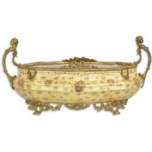 Bild für Casa Padrino Jugendstil Blumenschale Beige / Messingfarben 45 x 23,7 x H. 5,3 cm