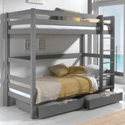 Vipack 'Pino' Etagen-Hochbett 90x200 cm, grau, 180 cm Höhe inkl. 2 Schubladen