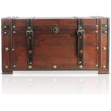 Bild für Brynnberg Schatztruhe groß mit Schloss 50 x 25 x 28 cm Koffertruhe Holztruhe Schatzkiste Vintage-Look Piraten Schatzsuche Holz massiv braun Kolonialstil Schatulle Bauernkasse Holz Piratentruhe Geldtruhe