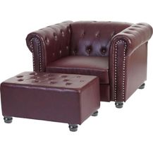 Bild für Luxus Sessel Loungesessel Relaxsessel Chesterfield Kunstleder ~ runde Füße