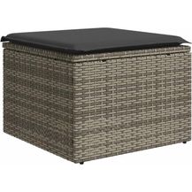 Bild für vidaXL Gartenhocker mit Kissen Grau 55x55x37 cm Poly Rattan 366117