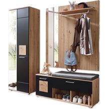 Bild für FUN Flurgarderoben Set in Schwarz, Artisan Eiche Optik mit Hirnholz-Applikationen