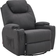 Bild für M MCombo Massagesessel Fernsehsessel Relaxsessel, mit Heizung, Dreh 360° Schaukel, manuell verstellbar (Dunkelgrau- Mikrofaser)