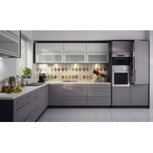 Bild für L-Form Küchenzeile KVANTUM Küche 256x385cm lava Front MDF vanille