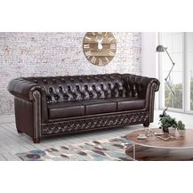 Bild für Chesterfield Sofa 3 Sitzer Kunstleder Vintage braun