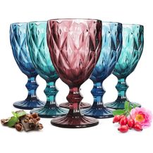 Bild für 6 bunte Weingläser 300ml Weinglas Rotweingläser Weißweinglas