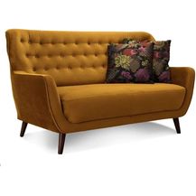 Bild für CAVADORE 2-Sitzer-Sofa Abby / Retro-Couch mit Samtbezug und Knopfheftung / 153 x 89 x 88 / Samtoptik