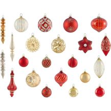Bild für Weihnachtskugel 50er Set SPARKLE Glas Rot Gold
