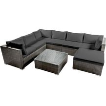 Bild für BRAST Gartenmöbel Lounge Sofa Couch Set Luxus Grau Poly-Rattan für 6 Personen