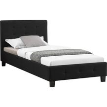 Bild für CARO-Möbel Polsterbett Ohio Bettgestell 90x200 cm Einzelbett Designbett inklusive Lattenrost Textilbezug in schwarz