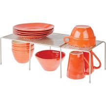 Bild für Küchenregal Teleskop silber ausziehbar Geschirrregal Metall stapelbar mDesign