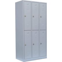 Bild für Spind Garderobenschrank Fächerschrank Schließfachschrank 180 x 88,5 x 50 cm Lichtgrau 6 Fächer Abteilbreite ca 300mm 520230