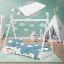 Bild für ML-DESIGN Spielbett Hausbett Tipi Zeltbett inkl. Lattenrost Bodenbett Kinder Himmelbett