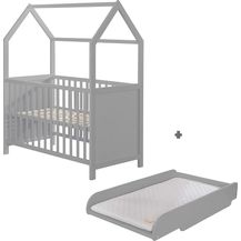 Bild für roba Hausbett 60 x 120 cm + Wickelplatte mit Auflage 'roba Style' grau