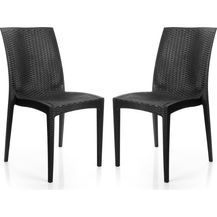 Bild für BigDean 2er Set Gartenstuhl Dalia Rattan Optik in Anthrazit – stapelbarer Campingstuhl belastbar bis 110kg – wetterfester Essstuhl für indoor + outdoor Aktivitäten & Feiern geeignet – Made in Europe