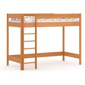 WNM Group Hochbett mit Matratze HUBI - Kinderbett mit Rausfallschutz und Lattenrost - Absturzsicherung Hochbett - Jugendbett - Kinderhochbetten - 180x80x160 - Teak