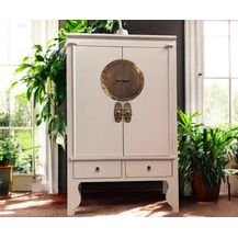 Bild für Chinesischer Hochzeitsschrank beigegrau vintage verziert Schrank Kommode Sideboard Lowboard asiatisch orientalisch Fernost shabby-chic Landhaus