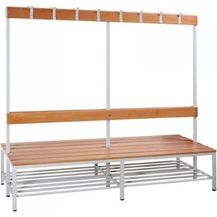 Bild für Sitzbankgarderobe doppelseitige Ausführung 400-1825 x 1600 x 400 mm RAL 7035 Lichtgrau/Buche 806120