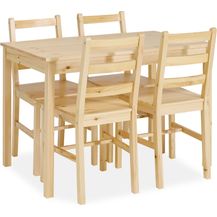 Bild für Esstisch mit 4 Stühlen Set Essgruppe Holz Kiefer Natur Esszimmertisch 108x65 cm Küchenstühle Massiv Landhausstil