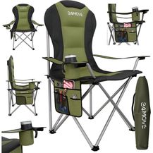 Bild für 24Move Campingstuhl Campingstuhl faltbar inkl. Tragetasche, bis 150kg belastbar, grün (bequeme Arm- und Rückenlehne)