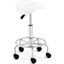 Bild für Physa Drehstuhl Sattelhocker Rollhocker Arbeitshocker Drehhocker Sattelstuhl weiß