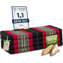 Bild für Nachhaltige Klappmatratze aus Kapok, breite Gästematratze vierteilig, Faltbare Matratze, ökologische Yogamatte, klappbares Gästebett, Liege für Garten und Balkon 200 x 110 x 8 cm (Schwarz/Elefanten)