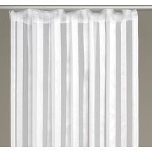 Bild für Dekoschal Gardine Vorhang Streifen halbtransparent Auswahl: Universalband 140x 145cm weiß