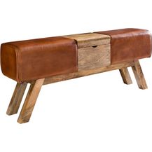 Bild für Sitzbank Turnbock Echtleder Braun Aufbewahrungsfach 120x29x53cm Garderobenbank