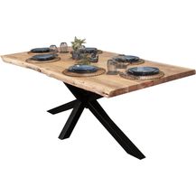 Bild für Esstisch Baumkante massiv Akazie Natur 200 x 100 Spider-Gestell schwarz CALI 122956672