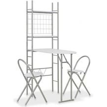 Bild für vidaXL 3-tlg. Klappbare Essgruppe mit Ablagefach MDF und Stahl Weiß 284403