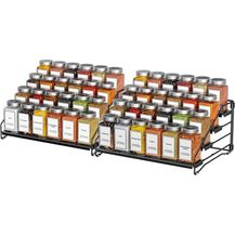 Bild für Gewürzregal 4 Etagen verstellbarer Gewürz Organizer ohne Bohren Schwarz 2er Set