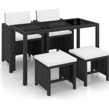 Bild für vidaXL 5-tlg. Garten-Essgruppe mit Auflagen Poly Rattan Schwarz 42521